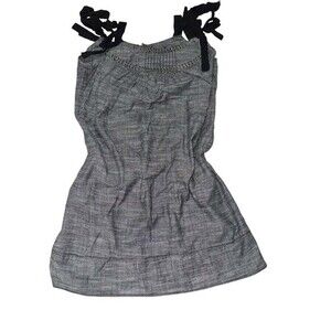 Sequin Hearts Grey Sleeveless Dress with Ribbon Straps Size Large